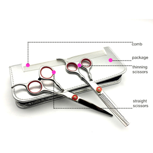 Ensemble de ciseaux professionnels pour cheveux, 6 pouces, ciseaux droits et ciseaux à effiler, ciseaux de barbier + peigne + kits, salon de coiffure - Product Image 3
