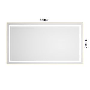 Specchio LED da Bagno 55 X 30 Pollici con Illuminazione Frontale e Posteriore, Montaggio a Parete, Cornice in Alluminio, Antiappannamento, Memoria, 3 Anni di Garanzia - Product Image 6