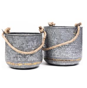 Jardinière en métal galvanisé personnalisée avec poignée, faite à la main, écologique, pour décoration de jardin intérieur et extérieur, jardinières à fleurs - Product Image 3