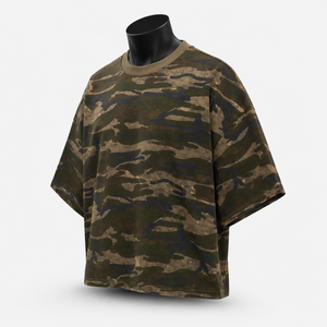 T-shirt de sport d'été surdimensionné en coton 100% tricoté, style japonais, broderie solide, streetwear, tactique, logo personnalisé - Product Image 1