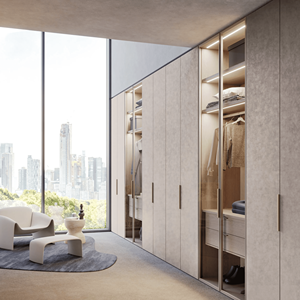 Armoire moderne extensible en bois, dressing de luxe pour chambre à coucher, vestiaire de villa, étanche, avec rangement fonctionnel et quincaillerie, OEM - Product Image 3