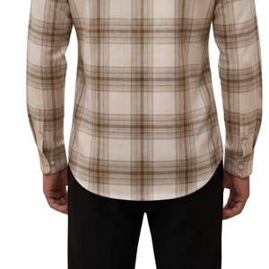 Beige <b>Brown</b> Plaid <b>Men</b> Flannel <b>Shirt</b> Long Sleeve Button Down Checkered Casual <b>Shirt</b> Soft Brushed Fabric Outdoor Streetwear - Product Image 6