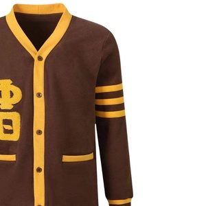 Wholesale Iota Phi Theta <b>Men's</b> <b>Cardigan</b> Brown/Yellow Trim Knitted Full Sleeve Breathable Button Closure Fraternity Letter Jacket - Product Image 5