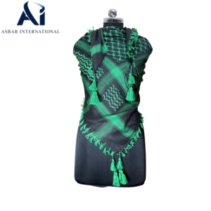 Top Quality Wholesale <b>Black</b> Green Keffiyeh <b>Scarf</b> Dual Tone Arafat Shemagh Arab Headscarf Jordan Kufiya Hatta Exporter Best Price - Product Image 3