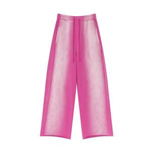 Men Wide Leg Pants <b>Elastic</b> <b>Waist</b> Drawstring Side Pockets Casual Cotton <b>Trousers</b> Autumn Midweight Knitted Style - Product Image 2
