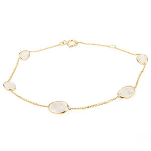 Rose Gold Plated 18K Oval Rainbow Moonstone Tennis Chain Bracelet - Product Image 2
