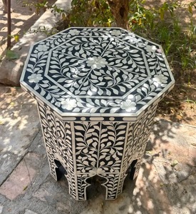 ILAHI's Bone Inlay <b>Drawer</b> Table Modern Design Agate Detailing Three-layer <b>Storage</b> Portable Home Furniture - Product Image 1