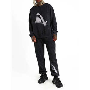 Conjunto de Sudadera y Pantalones Deportivos Personalizados de Invierno para Hombre con Parche Bordado, Sudadera con Capucha Extra Grande, Pantalones Deportivos, 100% Algodón, Ropa Deportiva de Calle, Felpa - Product Image 1