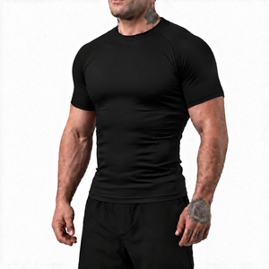Camiseta Deportiva de Compresión para Hombre, Manga Corta, Transpirable, Absorbe la Humedad, Ajuste Elástico, para Gimnasio, Entrenamiento, Protección contra Rozaduras, Personalizable - Product Image 2