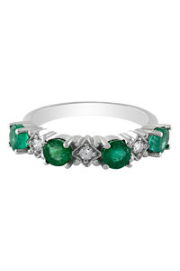 Diamond and <b>Emerald</b> <b>Ring</b> in 92.5 Sterling <b>Silver</b> KLSR-11110 - Product Image 1