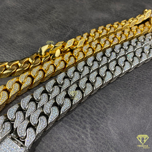 Cadena de Eslabones Cubanos Miami Gruesos de Plata de Ley 925 con Diamantes de Moissanita, Joyería Geométrica Hip Hop para Hombre - Product Image 5
