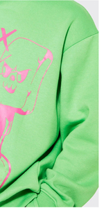 Men Green Hooded <b>Tracksuit</b> Full Length <b>Pink</b> Skull Print Streetwear Style Sweatshirt and Sweatpants <b>Set</b> with Side Pockets - Product Image 4