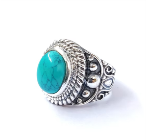 Natural Turquoise <b>Ring</b> <b>Set</b> in 925 <b>Silver</b> For Men Handmade Designer Collection Affordable Jewelry JAIPUR <b>SILVER</b> - Product Image 2
