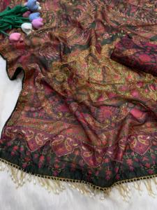 Sari Tradicional Indio de Seda Cosmo Suave con Espejo y Trabajo a Mano, Estilo Bollywood, para Bodas, Fiestas, Diseño Étnico, para Todas las Estaciones, para Mujer - Product Image 3