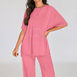 Hot Supplier Women Co Ord Set Two Piece Half Sleeve Top Pants Outfit Winter Daily <b>Wear</b> Outdoor Activities <b>Travel</b> Weekend 100% - Product Image 5