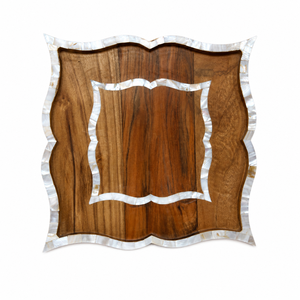 Mother of Pearl Inlay Wooden Serving <b>Tray</b> Hexagonal Design | Handmade Ramadan Eid Decor <b>Tray</b> | Luxury Kitchenware Serving <b>Tray</b> - Product Image 2