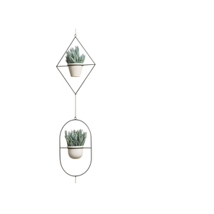 Metal Hanging Flower Pot With Chain Conical Geometric Wall Planter For Balcony Garden <b>Lightweight</b> Outdoor Plant Hanger - Product Image 3