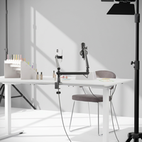 Support de microphone double AUKI à conception modulaire, bras articulé flexible et réglable en alliage d'aluminium pour bureau, idéal pour podcast et gaming