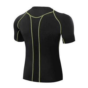 T-shirt de compression pour homme à col rond, coupe classique, uni, séchage rapide, respirant, manches courtes, tricoté sur le devant, idéal pour la gym et le fitness - Product Image 2