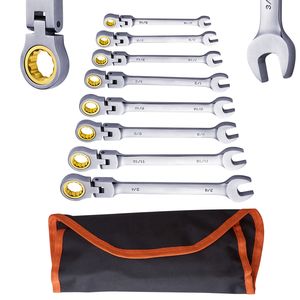 Set di 8 Chiavi Combinate a Cricchetto con Testa Flessibile da 17mm in Acciaio Cr-V, con Chiave a Bussola da 12mm e Custodia Arrotolabile - Product Image 2