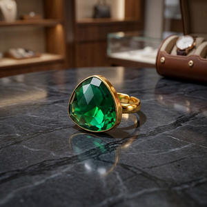 Anillo de Ónix Natural Verde, Anillo de Latón Vintage a la Moda, Chapado en Oro de 18K, Engaste Geométrico con Incrustaciones, Regalo Unisex para Ocasiones Especiales - Product Image 2
