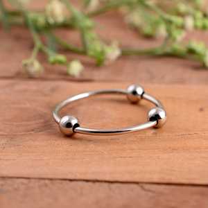 Dainty Luxury Anti-Anxiety 925 Silver Fidget <b>Spinner</b> <b>Ring</b> 3 Rotating Beads Minimalist Stress Relief Adjustable Engagement Gift - Product Image 1