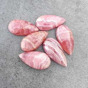 Cabochon en rhodochrosite naturelle, forme goutte d'eau, dos plat, pierre précieuse calibrée, pour la fabrication de bijoux - Product Image 6