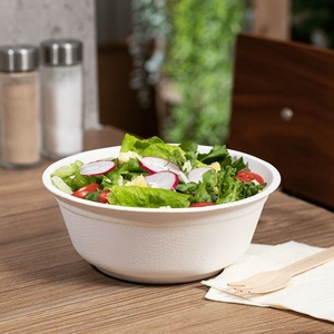 Bol jetable en pulpe de canne à sucre naturelle non blanchie avec couvercle, 32 oz, formes rondes, biodégradable, pour desserts, glaces, fruits - Product Image 1