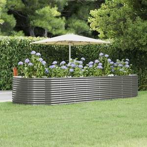 Grand lit de jardin surélevé en acier gris thermolaqué, élégants pots et jardinières - Product Image 1