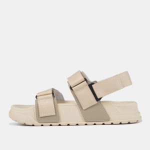 Sandalias Planas Casuales con Punta Abierta y Tiras Cruzadas, Forro de EVA de Secado Rápido, Beige con Logotipo Serigrafiado en Verde Oliva SHONDO - Product Image 4