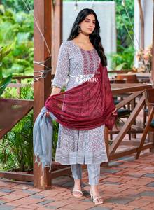 2024 último conjunto de pantalón Kurta bordado de rayón Dupatta para mujer para ocasiones casuales y especiales ropa india y paquistaní - Product Image 2