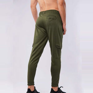 Pantalon de survêtement vert olive pour homme, taille élastique avec cordon de serrage, décontracté, plusieurs poches, tricoté mi-lourd, idéal pour l'automne - Product Image 2