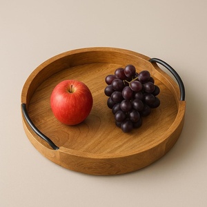 Plateau de service en bois rond écologique classique pour cuisine, maison, hôtel ou restaurant - Product Image 5