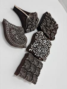 Hand Carved Pine Wood <b>Printing</b> <b>Blocks</b> Floral Paisley Textile <b>Printing</b> Stamps Multifunction for Fabric Craft and DIY Art - Product Image 3