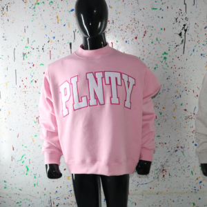 เสื้อสเวตเชิ้ตคอเต่า PLANTY PIINK สีขาว 100% ปักลาย Applique คอเสื้อกว้าง CLUSH INDUSTRIES - Product Image 3