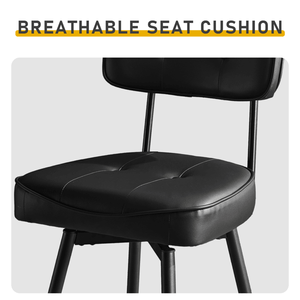 2 Sgabelli Alti Girevoli in PU Nero con Schienale Rimovibile e Pannello Posteriore in Legno Curvato, Gambe in Metallo per Uso in Caffetteria - Product Image 5