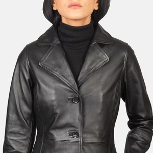 Veste en cuir pour femme de haute qualité, personnalisée, style motard, en véritable peau de mouton, coupe ajustée, vêtement d'extérieur tendance - Product Image 6