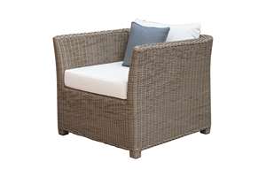 All Weather Round PE Rattan Outdoor Furniture Set with Wooden <b>Table</b> - Product Image 3