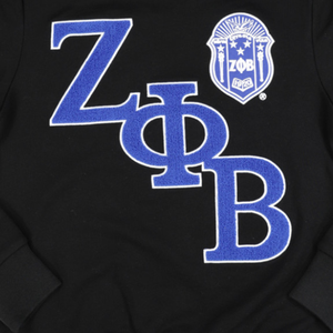 Sweat-shirt à col rond noir Zeta Phi Beta, broderie de lettres en chenille ZPB, pull en polaire premium pour femmes, vêtements décontractés - Product Image 3