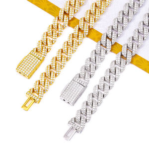 Lab Grown Emerald Cut 14K Solid Gold Geometric Hiphop Chain Link <b>Bracelet</b> Unisex Wedding Party Everyday Wear Gift Claw Setting - Product Image 3