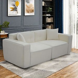 Divano Moderno in Velluto Teddy a 2-3 Posti, Imbottitura Completa in Schiuma Compressa, Squisito Divanetto Mid-Century per Interni con Rivestimento Livi - Product Image 6