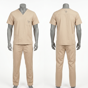 Uniforme Médico para Hombre, Poliéster, Viscosa, Spandex, 180 GSM, Morado, Cuello en V, Manga Corta, Bolsillo en el Pecho, Logotipo Bordado, Impresión por Transferencia de Calor - Product Image 3