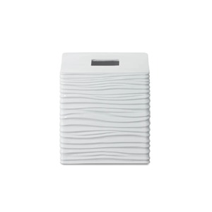 Modern Ceramic Tissue Box Cover White Square Design Convenient Wave Pattern - Product Image 3