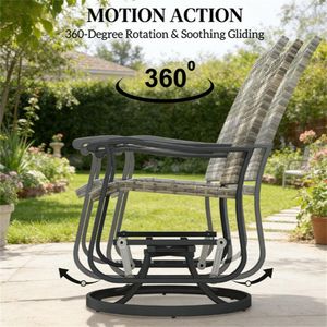 Set di Due Poltrone a Dondolo da Esterno Gialle per Terrazzo e Cortile - Product Image 4