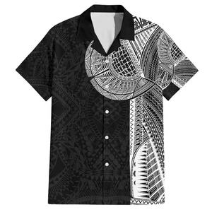 Chemise Hawaïenne Personnalisée à Imprimé Tribal Samoan Tatau, Chemises Aloha Traditionnelles Polynésiennes, Fournisseur en Gros - Product Image 1