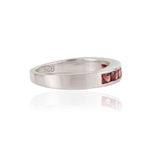 Women's Classic 925 Sterling <b>Silver</b> Round Cut Natural <b>Garnet</b> January Birthstone Half Eternity Band <b>Ring</b> - Product Image 5