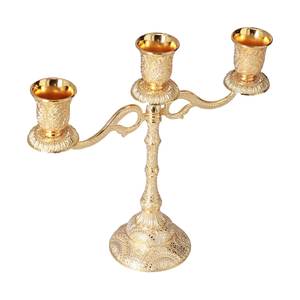 Candelabro Cilíndrico de Hierro Dorado con Relieve Vintage, Portavelas con Flores, Centro de Mesa Hecho a Mano para Bodas, San Valentín - Product Image 6