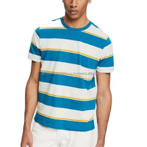 เสื้อยืดผู้ชายลายทางดีไซน์ใหม่ คอกลม แขนสั้น สวมใส่สบาย รุ่นใหม่ปี 2026 เสื้อยืดผู้ชายสกรีนลายตามสั่ง - Product Image 3