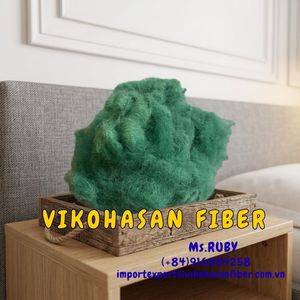 Fibra Corta de Poliéster 20D SD Verde Sólida Reciclable, Certificada Vikohasan ISO9001/OEKO-TEX, Material de Relleno para Hormigón - Product Image 3