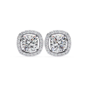 Pendientes de Diamantes con Corte Cushion y Halo, Plata de Ley 925, 1 Ct en Total, 5.5 mm en el Centro, 1.1 mm en los Laterales, Joyería Fina - Product Image 6